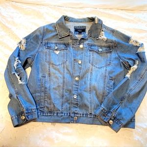 Forever 21 plus distressed denim jacket